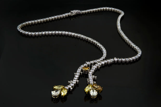 NECKLACE WITH WHITE AND FANCY COLOR DIAMONDS