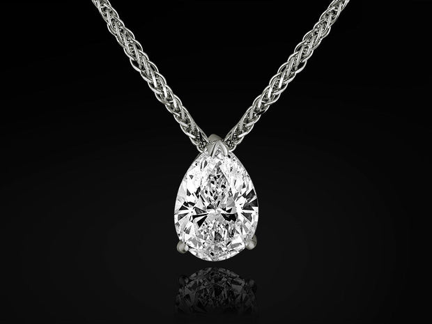 VALA BROTHERS 14K WHITE GOLD NECKLACE WITH 9.19CT PEAR SHAPE DIAMOND PENDANT,  23 Gram at Rs 1494000 in Surat